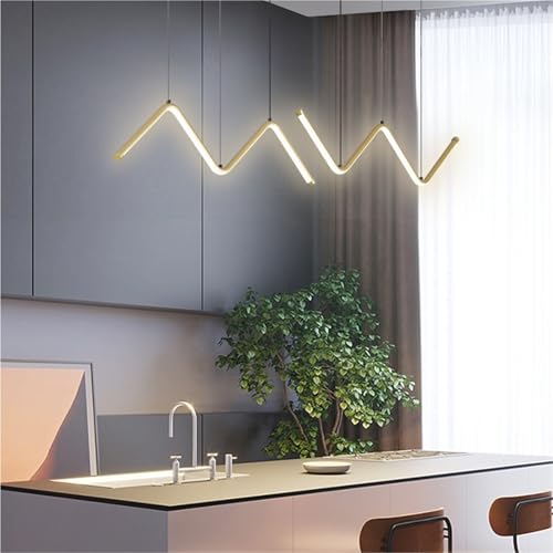 Lámpara de araña lineal led wave dorada ajustable para techo nórdico 4