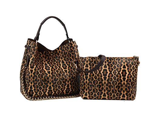 Handbag Republic Cailin Crossbody Hobo for Women Vegan Leather Top Handle Korean Fashion Style with Extra Pouch and Strap (Leopard Brown)