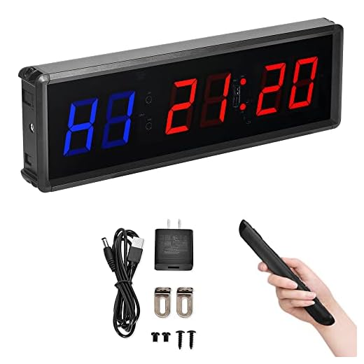 PULIVIA Reloj Gimnasio Temporizador intervalo 1.5 Pulgadas, Temporizador Cuenta atrás/Arriba, cronómetro con Control Remoto, Temporizador de intervalo LED programable para Gimnasio en casa Ejercicio