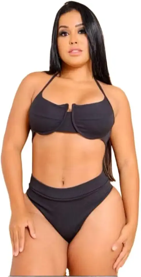 Biquini Feminino Canelado Hot Pant -Cintura Alta