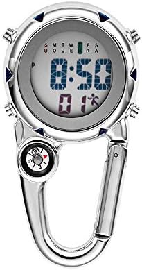 ZOVEDAIUG Digital Pocket Watch Clip Watches for Men Carabiner Watch Backpack Fob Belt Waterproof Clip Watch Glow in The Dark with Alarm Clock Date Week Gift for Outdoor Sports (White)