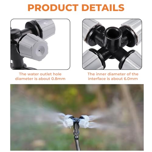 Image of HASTHIP 10 Pcs Misting Nozzles 4-Head Mist Watering Nozzles with 50cm Pipe, Garden & Greenhouse Cooling, Humidifying, and Plant Irrigation System