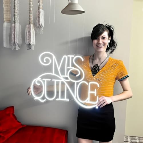 Image of Neon Sign Mis Quince Custom Neon Signs for Wall Decor Happy Birhthday Gifts Light Up Led Sign for Wall Decoration Customize,Size:20 * 15 inch