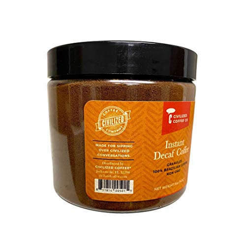 Civilized Coffee Instant Coffee Decaf Granules, Medium Dark Roast Gourmet Coffee Non-Gmo Jar (5 Oz) #TOP1