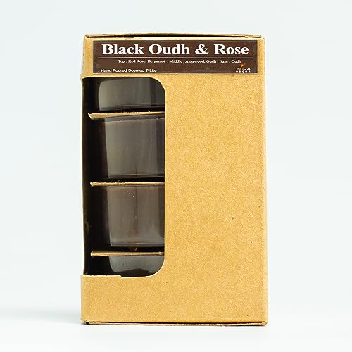 Image of AuraDecor Scented Soy Wax Acrylic Tealight Candle, Organic Luxury Aroma, Aromatic /Aromatherapy Candle || Long Lasting Burning Time (Jumbo Tealight, Black Oudh & Rose)