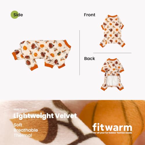 Image of Fitwarm Thanksgiving Turkey Dog Pajamas, Funny Dog Winter Clothes for Small Dogs Girl Boy, Pet Jumpsuit, Cat Onesie with Feet, Lightweight Velvet, Orange, XXL