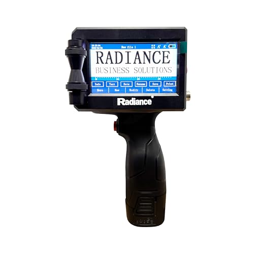 Image of Radiance Business Solutions ABS Lite Handheld TIJ Printer - 12.7mm Portable Batch Coding Machine - Lightweight Ergonomic Design with 4.3 Inch Touchscreen - for Expiry Date, MRP, Logos & QR Codes