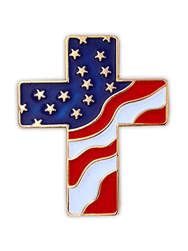 PinMart American Flag Patriotic Cross Religious Jewelry Enamel Lapel Pin
