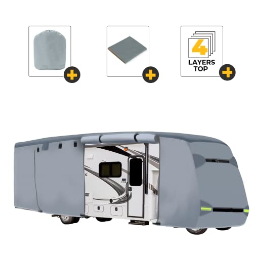 BougeRV Class C RV Cover 29'-32' Water Resistant Anti-UV 4 Layers Top,Fit for Travel Motorhome Class C RV Camper RV Accessories RV Parts(with Patch Kit)