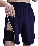 Tear Away Shorts Snap Short Pants Breakaway Post Surgery Hospital Gowns Shorts Side Open Knee Hip Ankle Injure Leg Broken Shorts Unisex Size Navy Blue