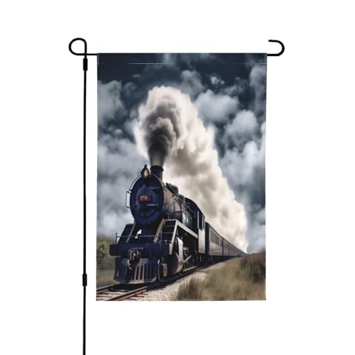 Drapeau de maison train à vapeur double face résistant aux intempéries pour extérieur