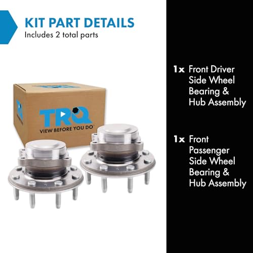 Image of TRQ 2 Piece Front Wheel Bearing & Hub Assembly Set Compatible with 2020-2023 Chevrolet Silverado 3500 HD GMC Sierra 3500 HD