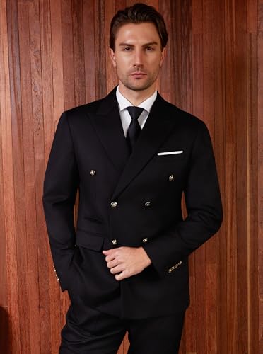 WULFUL Men's Suits Slim Fit 2 Piece Double Breasted Suit Men Tuxedo Blazer Jacket and Dress Pants Set for Business Wedding2
