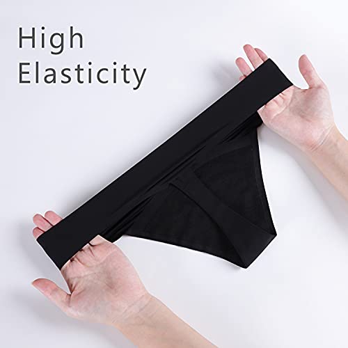 Sharicca Women Postpartum Period Thongs 4 Layers Leakproof Underwear Panties For Teen Ladies 3 Pack (3Black, S) #TOP4