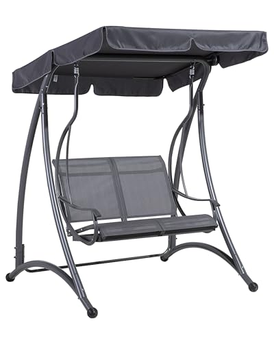 Hollywoodschaukel Gartenschaukel für 2 Personen Sonnendach grau Tesero