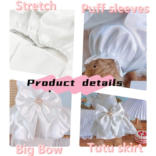 Ranphy Vestido de casamento para cachorro, saia com laço, vestido de princesa para cães, vestido de