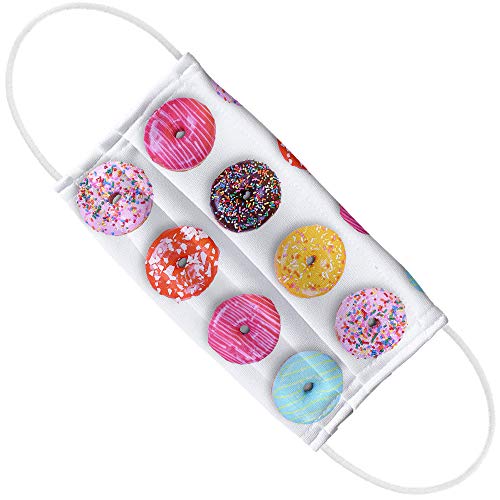 Popfunk Colorful Donut Pattern 1-Ply Reusable Face Mask Covering with Adjustable Nose Wire, Unisex