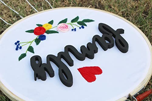 VAH Family Word Embroidery Hoop Art Work Gift with Wool Tassels for Gift on Special Events ( Home décor, Wall décor, Wall Hanging)