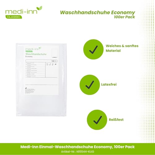 Medi-Inn Einmal-Waschhandschuhe Economy, 15 x 22 cm, 100er Pack (1 x 100 Stück) – Ansicht 2