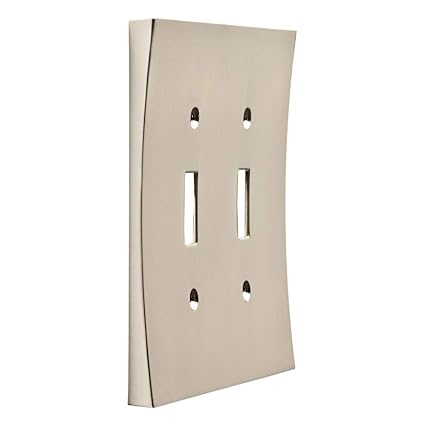 Franklin Brass 64928 Concave Double Toggle Switch Wall Plate / Switch Plate / Cover, Satin Nickel