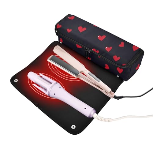 Bolso de viaje para herramientas de cabello rojo y negro miniatura 2