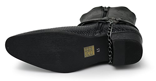 Alberto Fellini JAPAN BLACK SIZE 10 Men'S Crocodile Prints Western Cowboy Boots With Side Zipper, Belt Buckle And Metal Chain thumb #6
