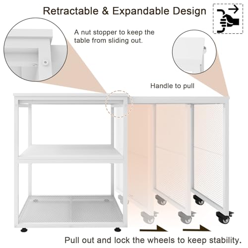 Image of Natwind 24''x20'' Large Printer Stand,Extendable Home Craft Table,White