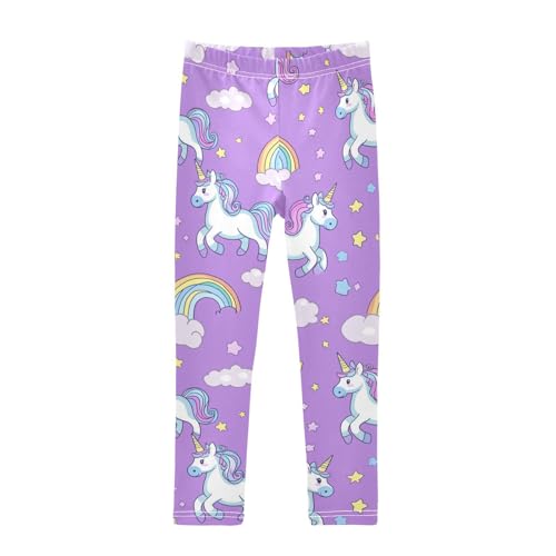 Cute Unicorns Girls' Leggings Toddler Doodles Rainbows Kids Yoga Pants Dance Active Tights 4T