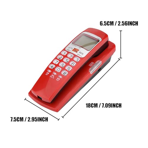 Schnurgebundenes Festnetztelefon, Tischtelefon Retro Wandtelefon mit FSK/DTMF Anruferkennung Wandmontage, für Büro Zuhause Senioren Hotel Küche (Rot)