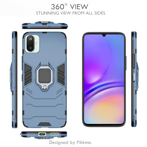 Image of Pikkme Back Cover for Samsung Galaxy F06 5G / M06 5G | D5 Tough Armor | 360 Protection Case | Ring Holder Stand Bumper Case (Blue)