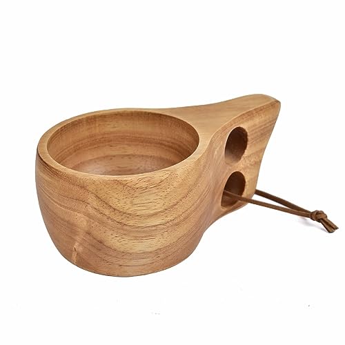 JINYOMFLY Taza de Madera Kuksa, Tazas de Cafe Madera, Taza Madera Nordica Hecha a Mano, Taza Kuksa Natural para Café, Té, Leche, Mochila, Camping, Acampar Yendo de Excursión (1)