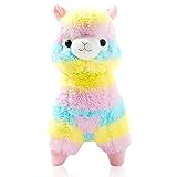 IQEPXTGO Alpaka Stofftier Plüschtier, Regenbogen Alpaka Puppe, Alpaka Plüsch Spielzeug, Gefülltes Lama, Entzückendes Geburtstagsgeschenk(20 cm)