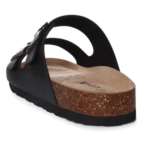 Image of Litfun Unisex Cork Footbed Sandals Summer Slip On Slides for Women Men