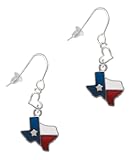 Silvertone Translucent Texas - Lone Star Small Heart French Earrings