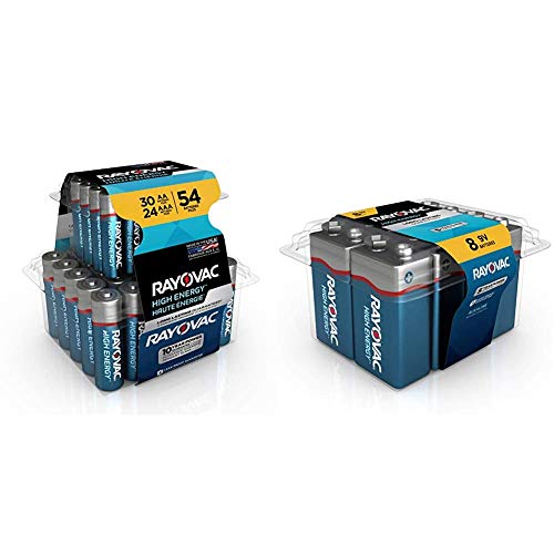 Rayovac Alkaline Battery Combo Pack AA 30-Pack, AAA 54-Pack, 9 Volt 8-Pack