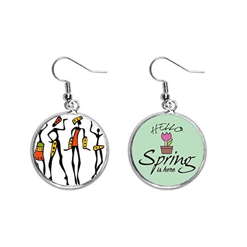 Pendientes de tótems aborígenes en negro con diseño de baile africano