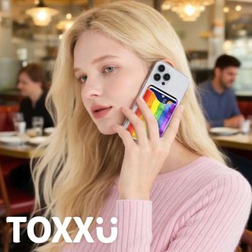 Image of Pride Stripe Magnetic Wallet for Magsafe Compatible with iPhone 17 /16 /15 /14 /13 /12 Series Pro Max Plus Air (Phone Magnet Card Holder Fit 3 Cards for Women Girl Lether Mag Safe Wallets Rainbow)