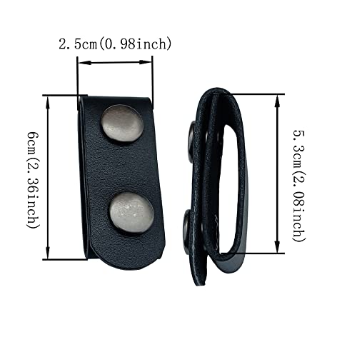 2 pack leather belt keepers+1 solid brass buckle，leather belt loop keepers keychain for men and women2