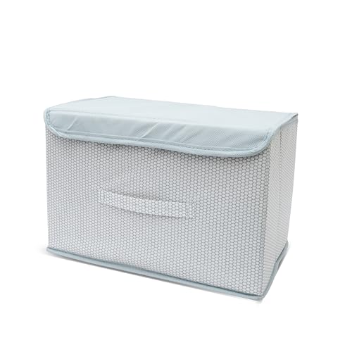 Image of STORE MORE Non Woven Big and Small Storage Box Wardrobe Closet Organizer Foldable Stackable Rectangular Basket /Bins with Lid & Handle (Grey, Set of 2)