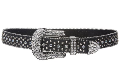 Snap On Western Cowgirl Alligator Rhinestone Studded Leather Belt