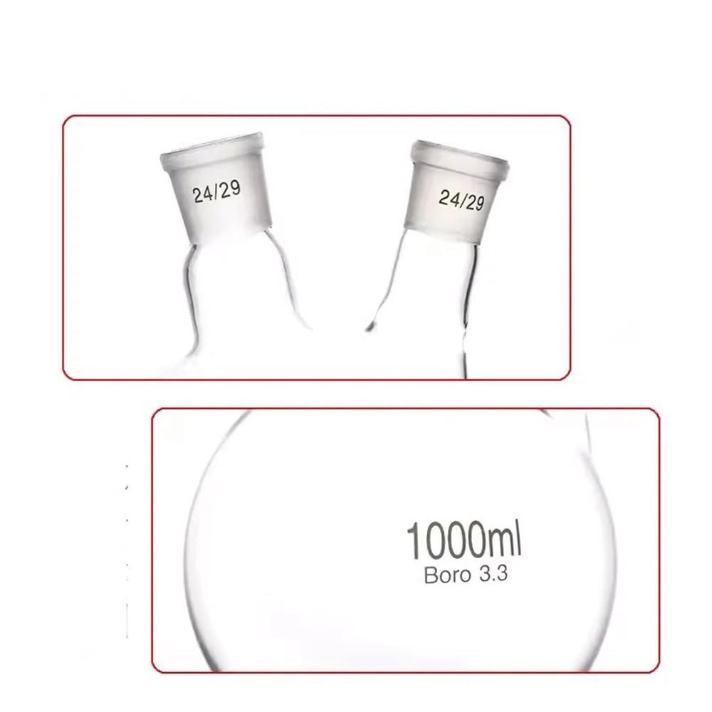Verrerie et matériel de laboratoire Ballon à fond incliné à deux cols résistant aux hautes températures 50/100/250/500/1000/2000/3000 ml 24/19(500ml Mouth 24)