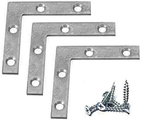 12 Pcs L-Type Corner BrMLK s Heavy Zinc-Plated Steel 1.5x1.5 Inch Screws