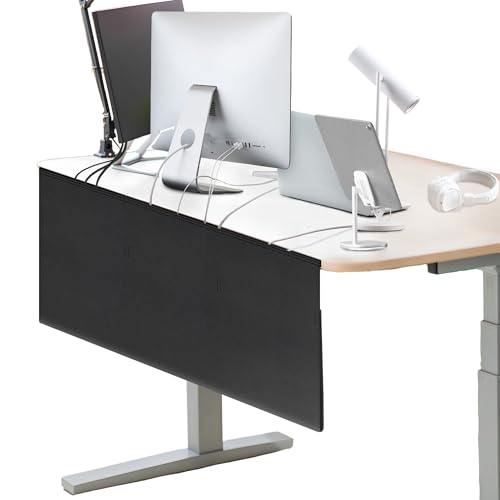 HolyMaji 48' Under Desk Privacy Panel Self-Adhesive Modesty Panel with Wire Pocket for Cable Management Organizer Heavy Duty Desk Skirt - Office Home or Standing Workstation Concealer Shield