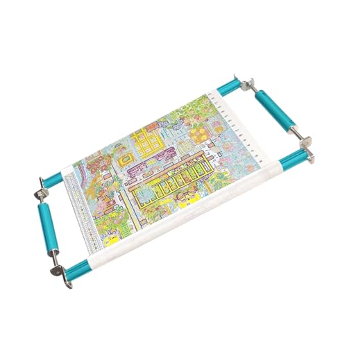 Image of Couple Embroidery Art Embroidery Clip Frame 60cm Cross Stitch 4 Slot Presser Heavy Duty Embroidery Bandage Embroidery Frame Needlepoint Frame Embroidery Scroll Frame Embroidery Frames (Blue)
