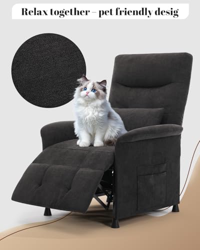 Sillón eléctrico reclinable tapizado negro miniatura 6
