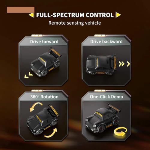 Image of Mini RC Intelligent Sensor Stunt Car Toy for Kids 3-8 | 4 Smart Modes: Follow Object, Chase, and remote control car, Rechargeable Cartoon Car with Music & Bright LED Light | Best Birthday Gift for Kid