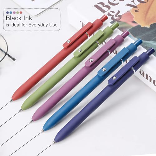 Image of FIOVER Gel Pens 5pcs 0.5mm Quick Dry Black Ink Fine Point Pens