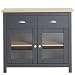 VS Venta-stock Aparador Buffet 2 Puertas con Cristal Templado Color Gris Antracita,...