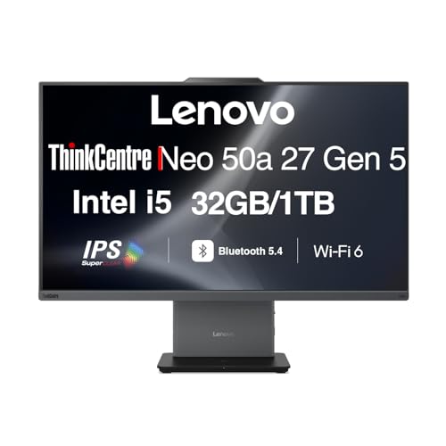 Image of Lenovo ThinkCentre Neo 50a Business All-in-One 27 inch IPS FHD Display (Intel i5-13420H, 32GB DDR5, 1TB PCIe SSD, Intel UHD, WiFi 6, Bluetooth 5.4, Webcam, RJ-45, Win 11 Home)
