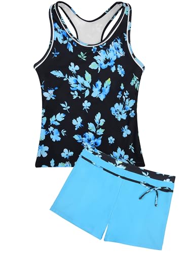 Image of Uhnice Girls Swimsuit Two Piece Tankini Swimwear with Boyshort